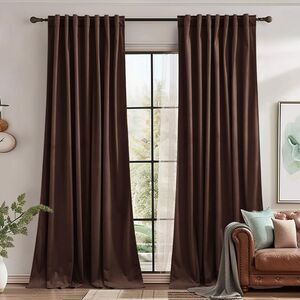 Brown Soft Velvet Curtains Light Blocking  W62x L96 Bedroom Living Room